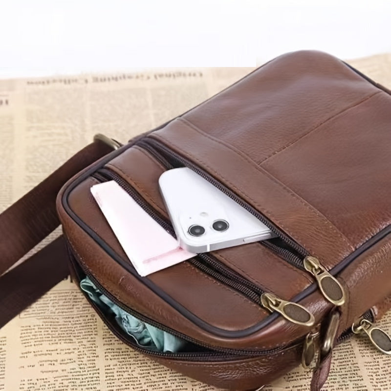 Men's Leather Shoulder Bag | Adjustable Strap Messenger