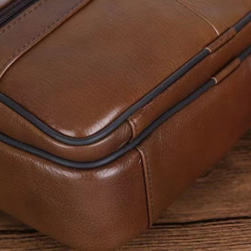 Men's Leather Shoulder Bag | Adjustable Strap Messenger