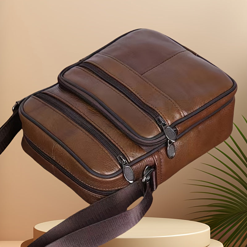 Men's Leather Shoulder Bag | Adjustable Strap Messenger