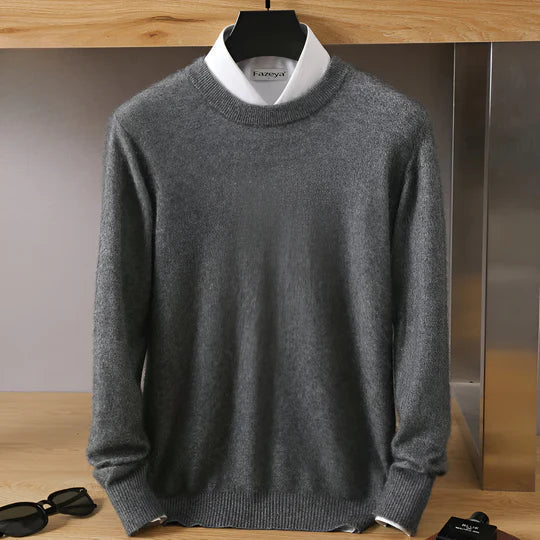 Men's Lightweight Crew Neck Sweater | Fine Knit Pullover - Charcoal
