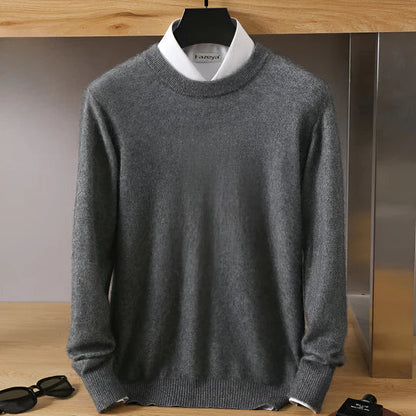 Men's Lightweight Crew Neck Sweater | Fine Knit Pullover - Charcoal