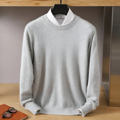 Men's Lightweight Crew Neck Sweater | Fine Knit Pullover - Grey