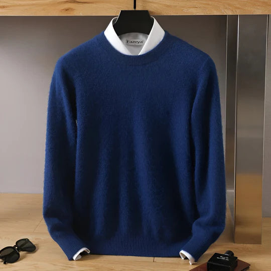 Men's Lightweight Crew Neck Sweater | Fine Knit Pullover - Navy