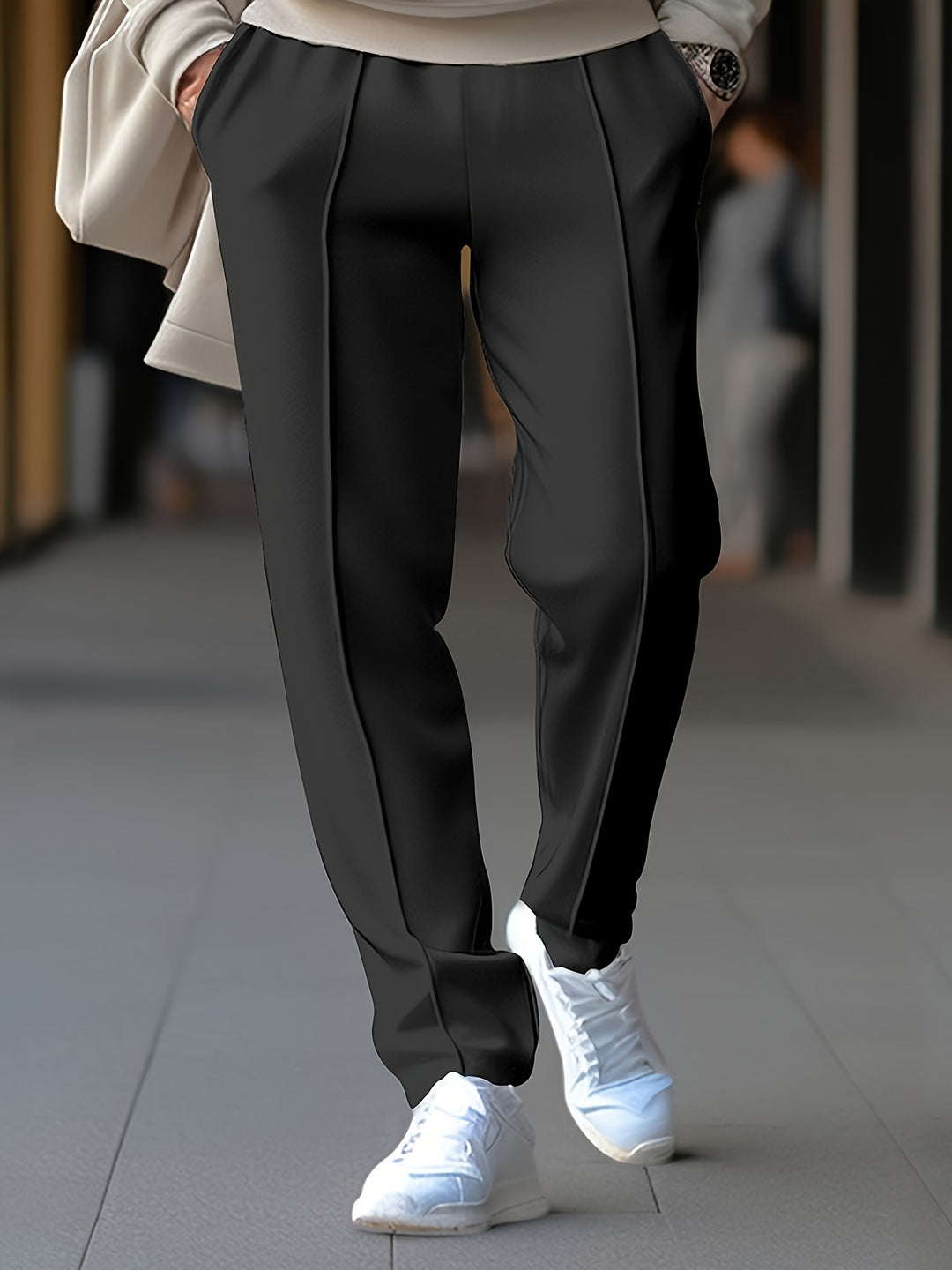 Men's Lightweight Jogger Pants | Drawstring Waist Slim Fit - Black