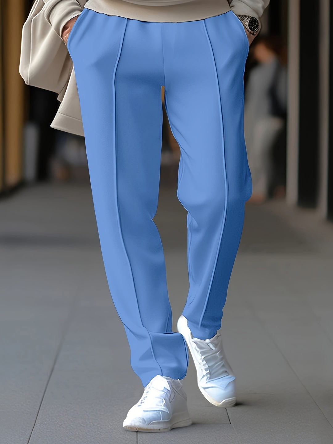Men's Lightweight Jogger Pants | Drawstring Waist Slim Fit - Blue