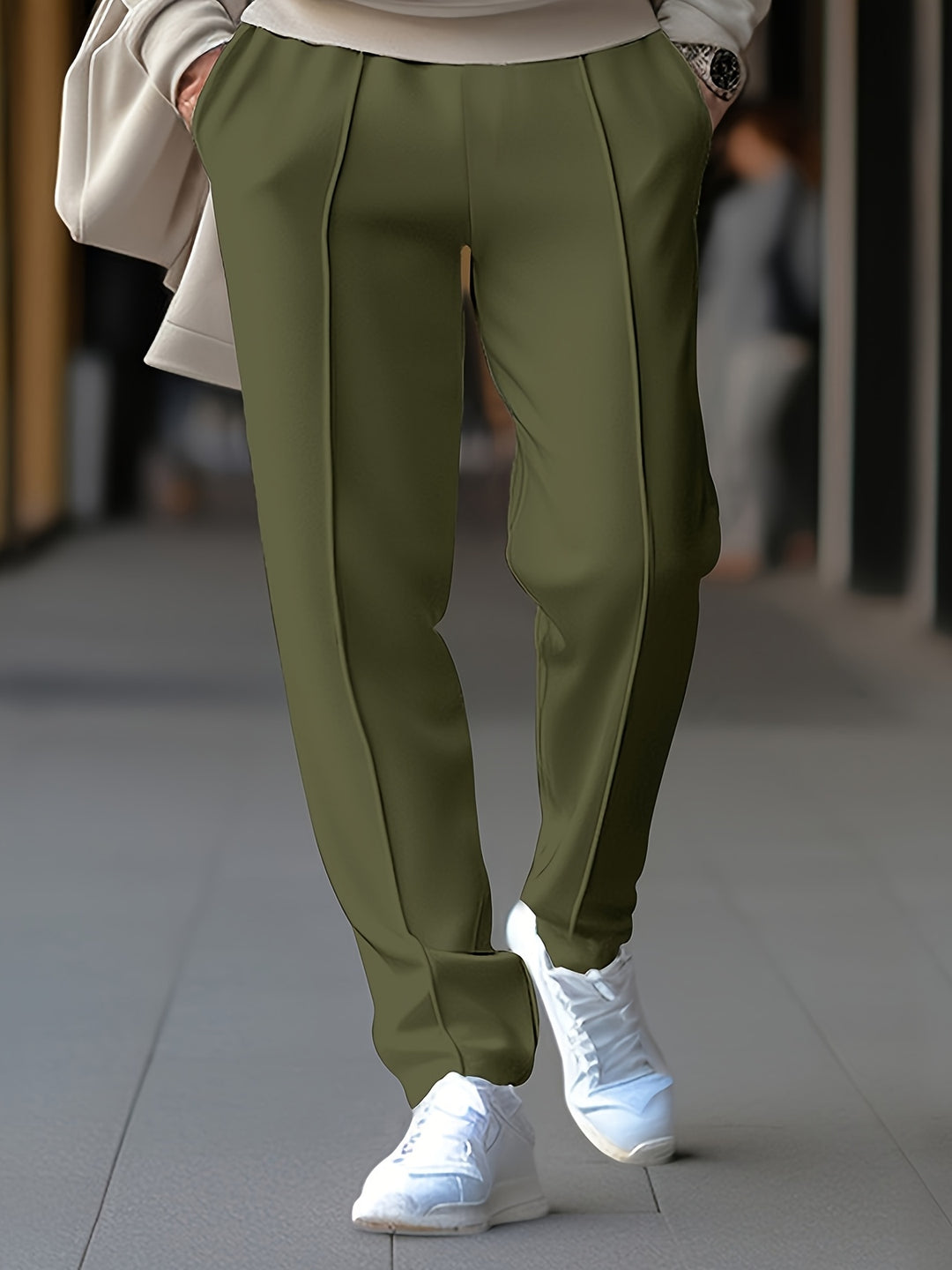 Men's Lightweight Jogger Pants | Drawstring Waist Slim Fit - Green