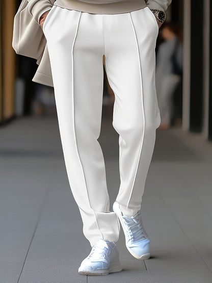 Men's Lightweight Jogger Pants | Drawstring Waist Slim Fit - White