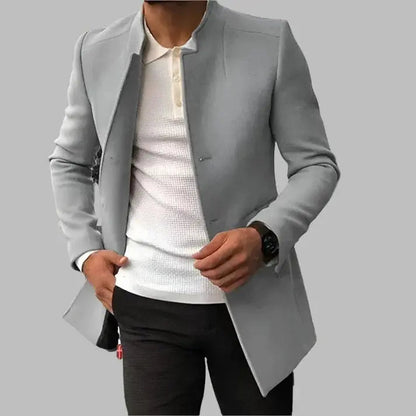Men's Notched Lapel Overcoat | Slim Fit Blazer Coat - Gray