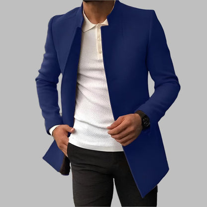 Men's Notched Lapel Overcoat | Slim Fit Blazer Coat - Royal Blue