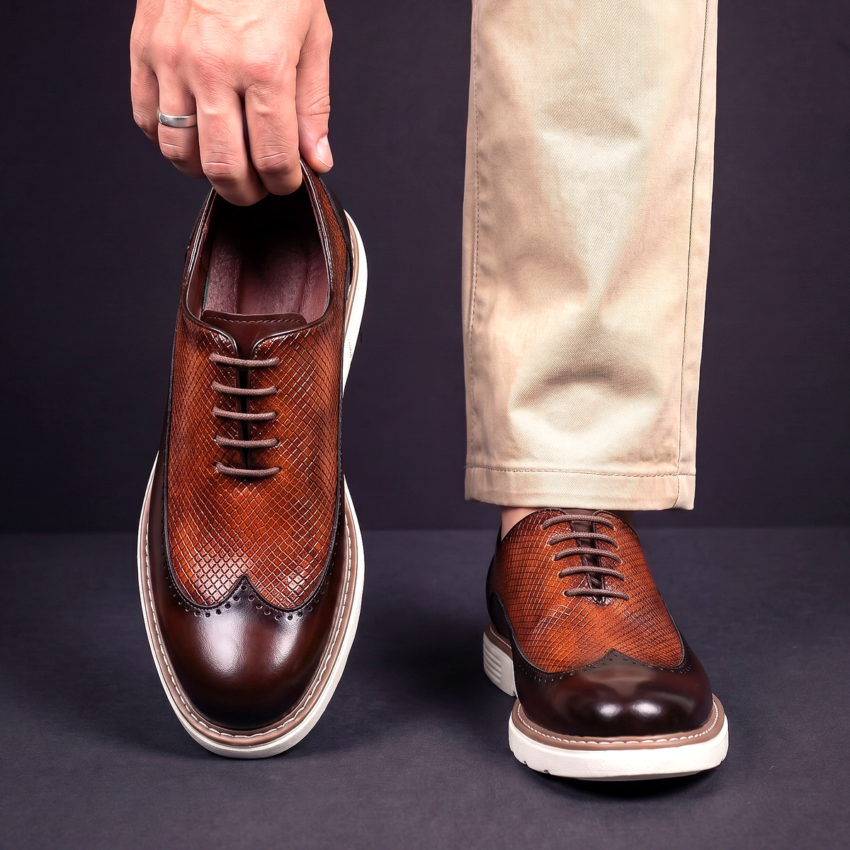 Men's Oxfords Casual | Wingtip Brogue Detail Shoes