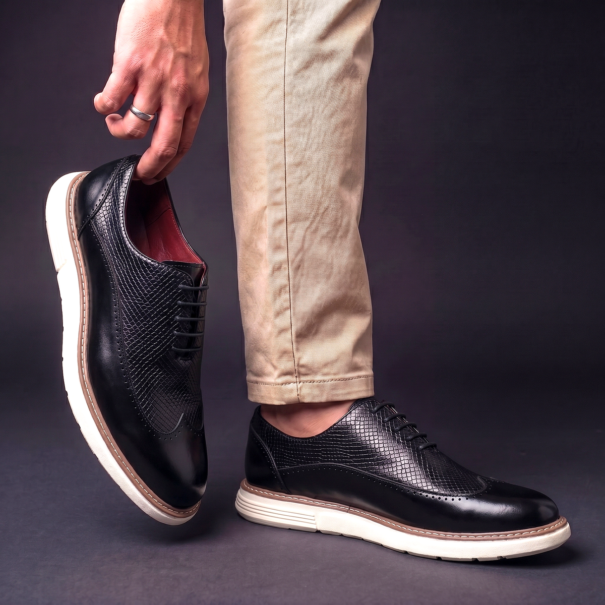 Men's Oxfords Casual | Wingtip Brogue Detail Shoes