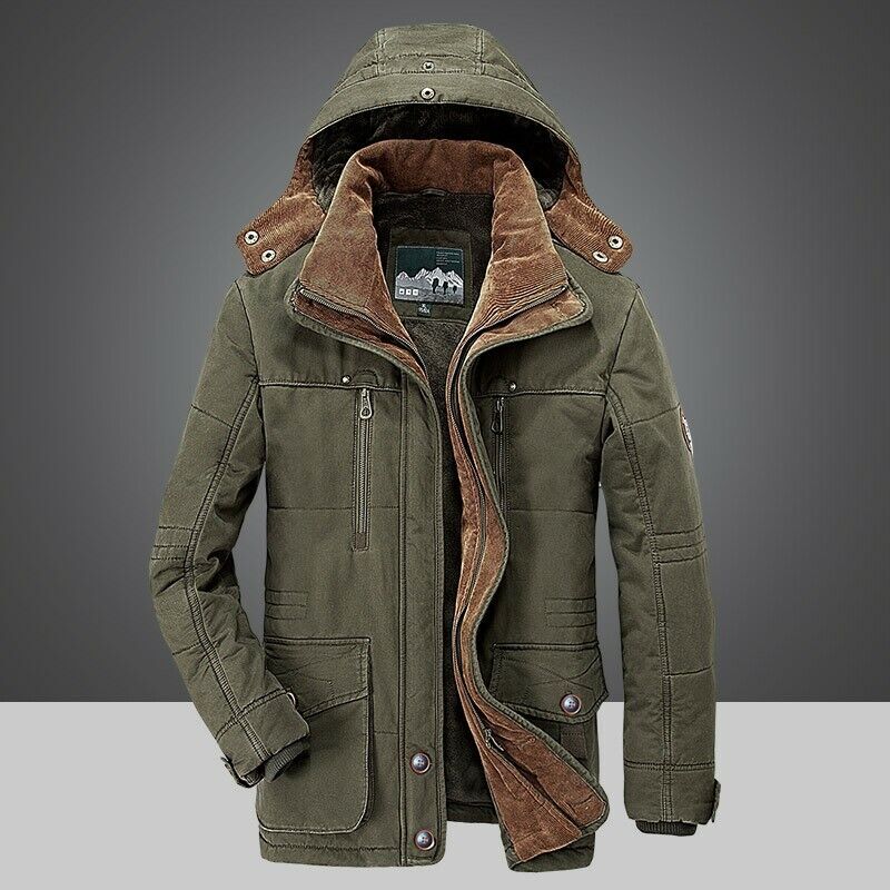 Men's Parka | Zip-Front Coat with Multiple Pockets - Green