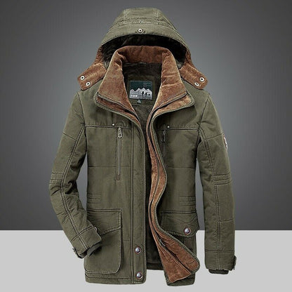 Men's Parka | Zip-Front Coat with Multiple Pockets - Green