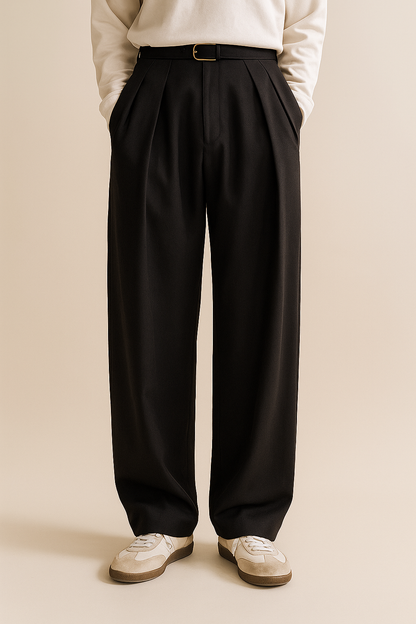 Men's Pleated Pants for Work | Pants for Office Work - Black