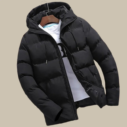 Men's Puffer Jacket with Hood | Coats & Jackets - Black