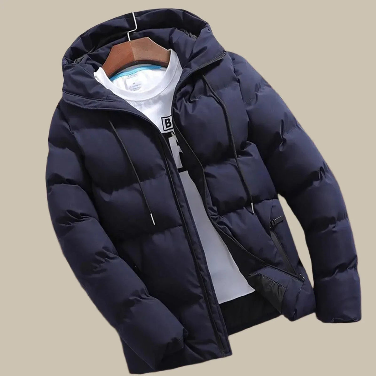 Men's Puffer Jacket with Hood | Coats & Jackets - Blue