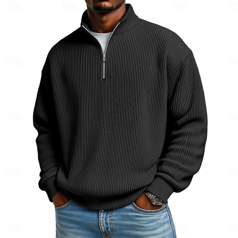 Men's Quarter-Zip Pullover | Pullover Sweaters - Black