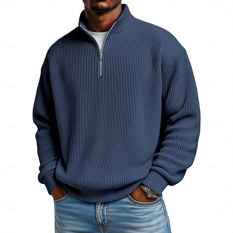 Men's Quarter-Zip Pullover | Pullover Sweaters - Dark Blue