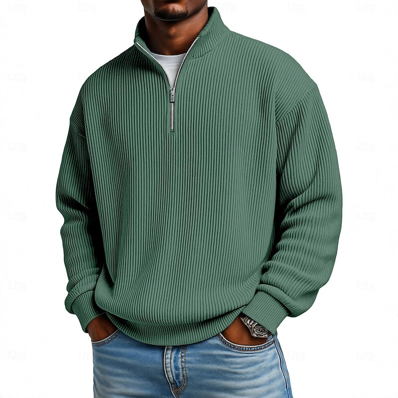 Men's Quarter-Zip Pullover | Pullover Sweaters - Dark Green