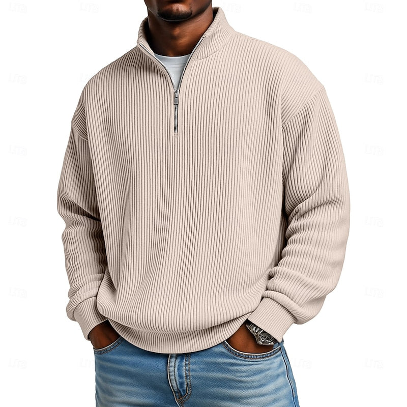 Men's Quarter-Zip Pullover | Pullover Sweaters - Khaki