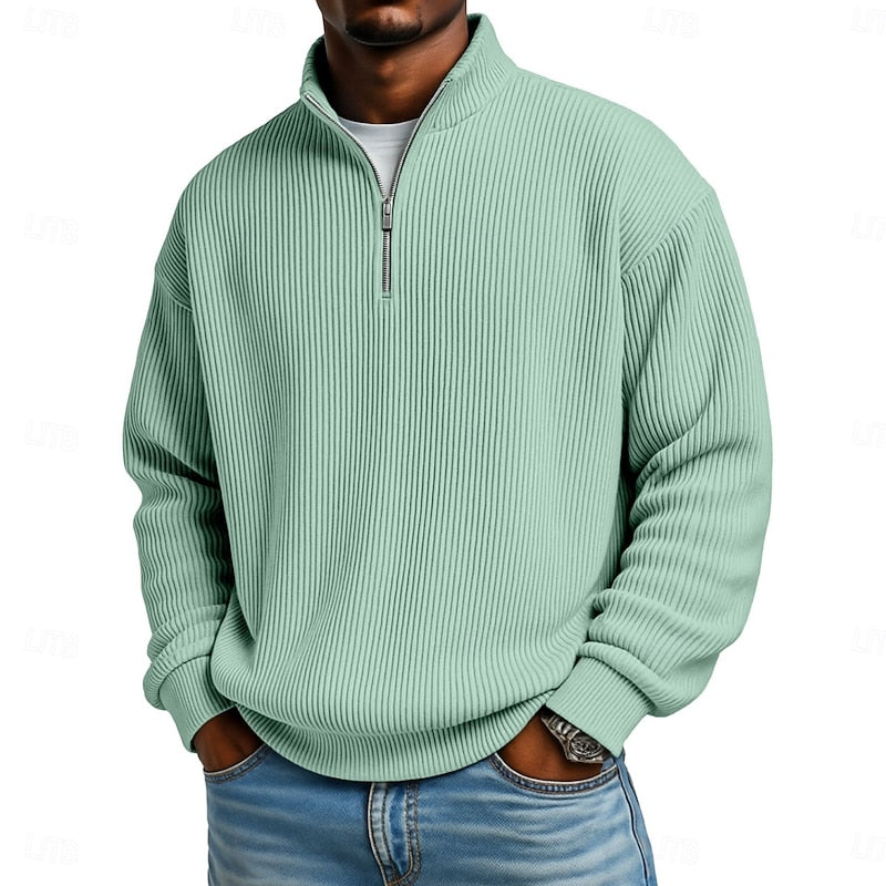 Men's Quarter-Zip Pullover | Pullover Sweaters - Light Green