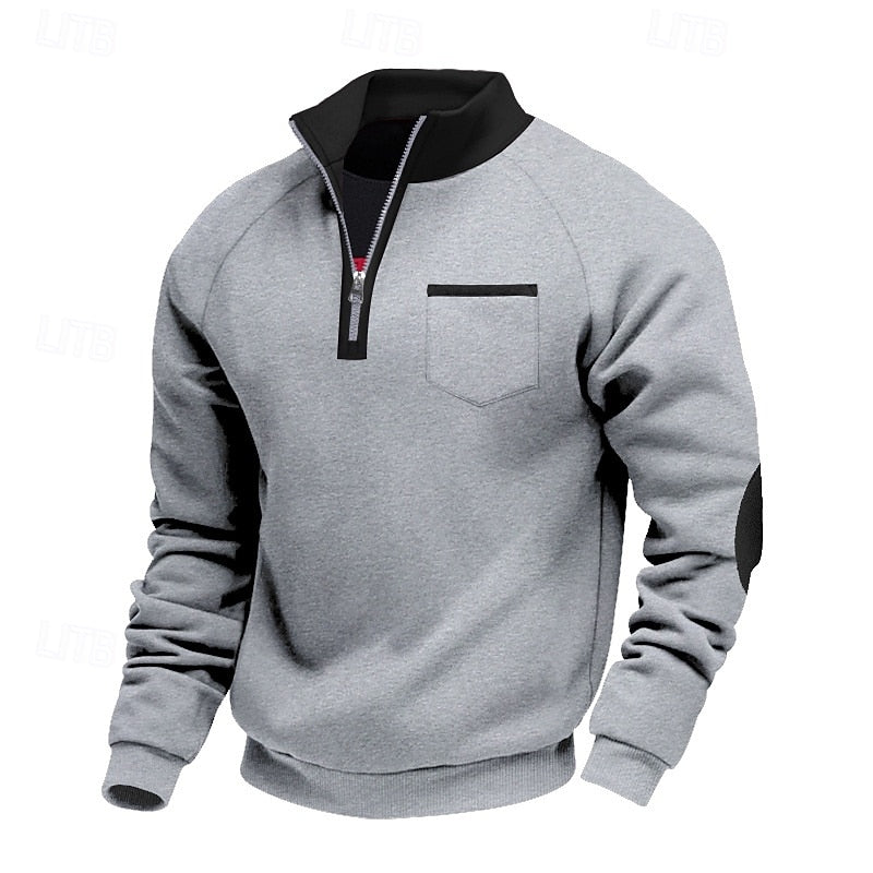 Men's Quarter-Zip Pullover | Pullover Sweaters - Light Grey