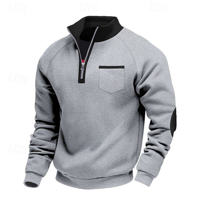 Men's Quarter-Zip Pullover | Pullover Sweaters - Light Grey