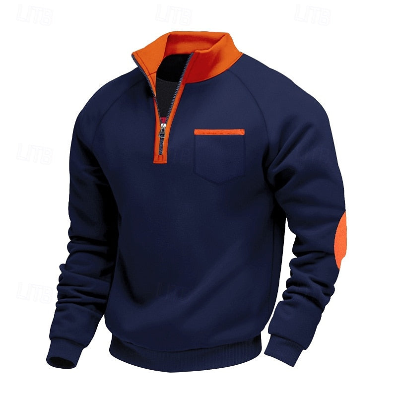 Men's Quarter-Zip Pullover | Pullover Sweaters - Navy Blue