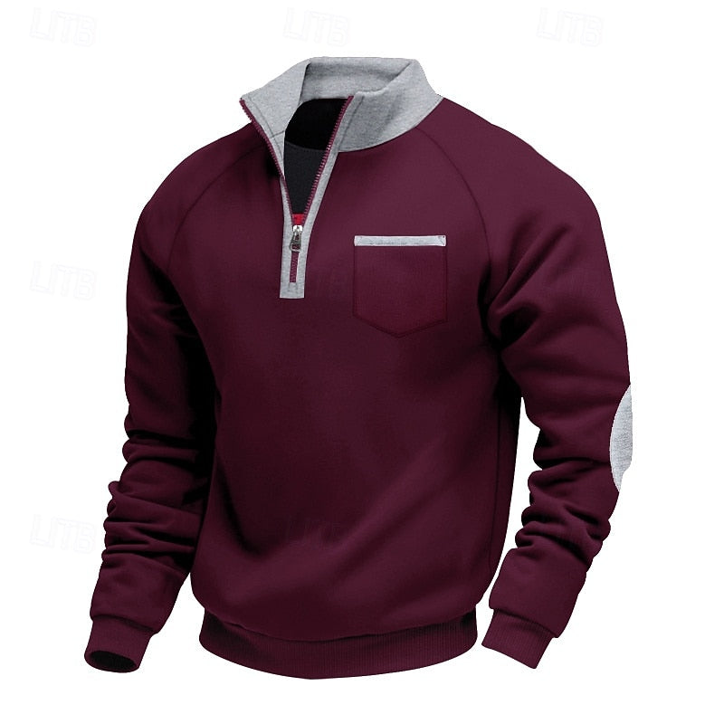 Men's Quarter-Zip Pullover | Pullover Sweaters - Wine
