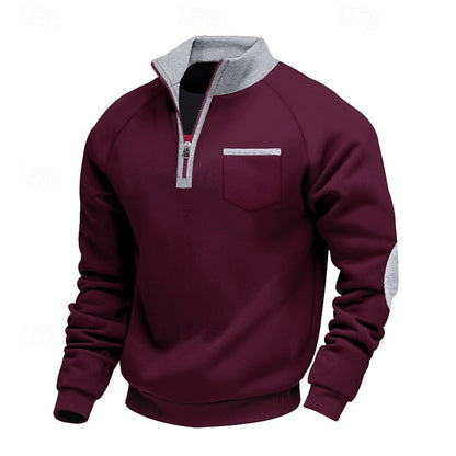 Men's Quarter-Zip Pullover | Pullover Sweaters - Wine