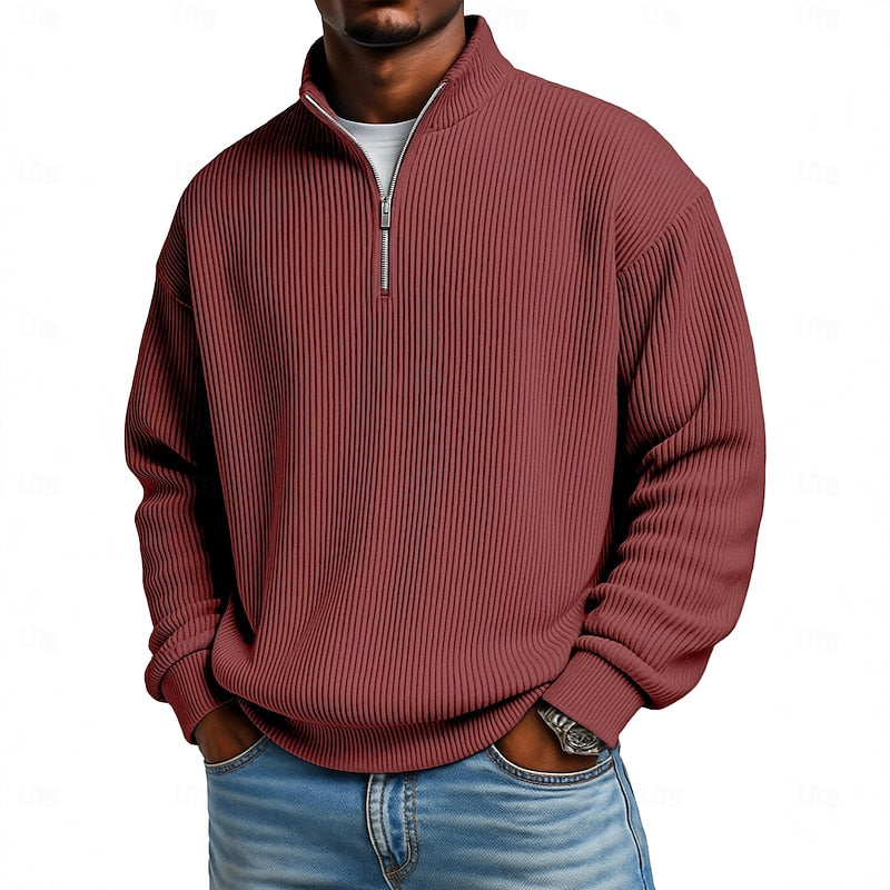 Men's Quarter-Zip Pullover | Pullover Sweaters - Wine