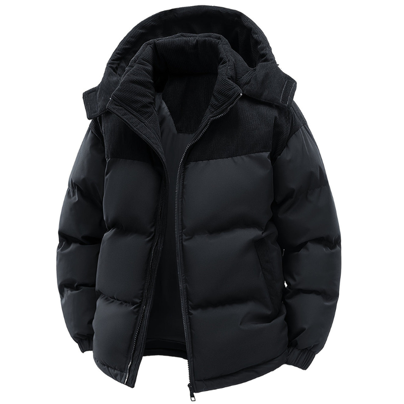 Men's Quilted Hooded Vest | Zip-Up Bodywarmer - Black