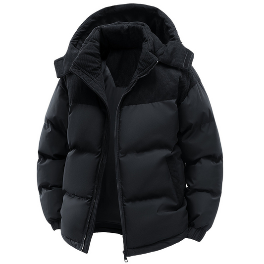 Men's Quilted Hooded Vest | Zip-Up Bodywarmer - Black