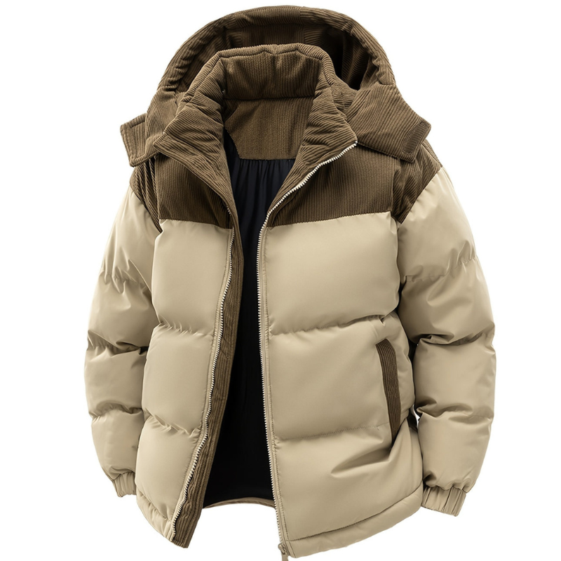 Men's Quilted Hooded Vest | Zip-Up Bodywarmer - Khaki