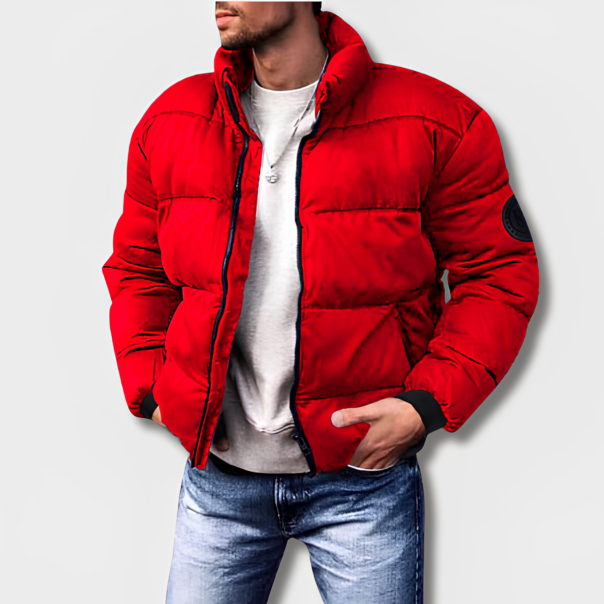 Men's Quilted Puffer Jacket | Coats & Jackets - Red