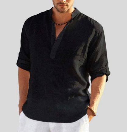 Men's Relaxed-Fit Casual Shirt | Lightweight Short-Sleeve Top - Black