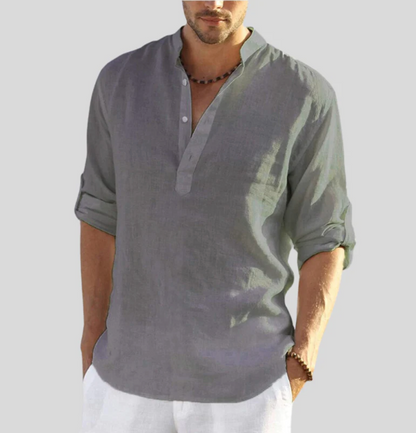 Men's Relaxed-Fit Casual Shirt | Lightweight Short-Sleeve Top - Gray