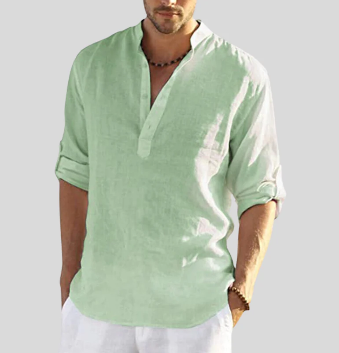 Men's Relaxed-Fit Casual Shirt | Lightweight Short-Sleeve Top - Light Green