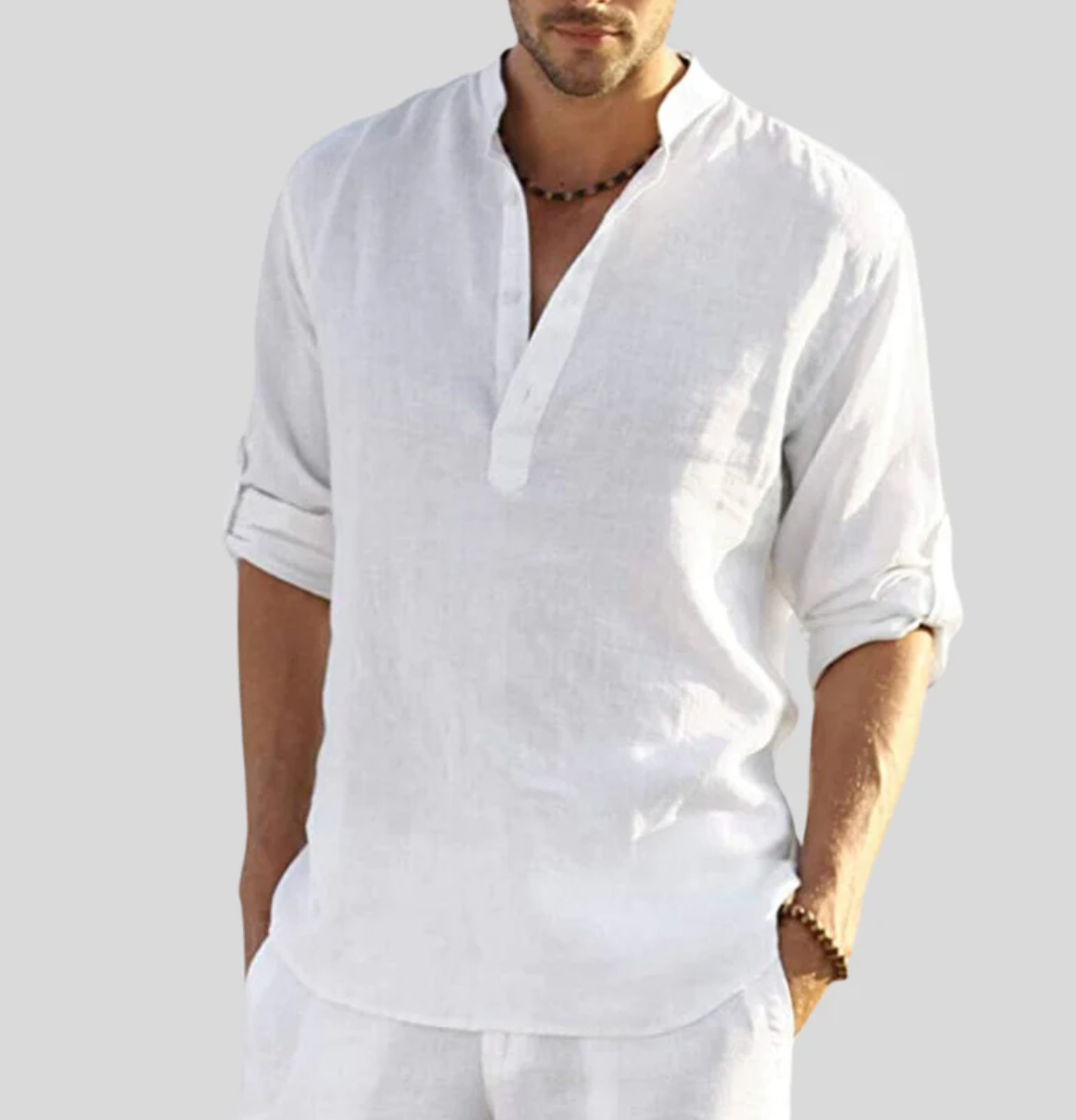 Men's Relaxed-Fit Casual Shirt | Lightweight Short-Sleeve Top - White