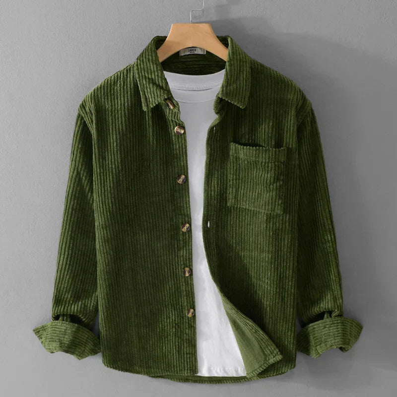 Men's Shirt Corduroy Long Sleeve | Casual Shirts - Green