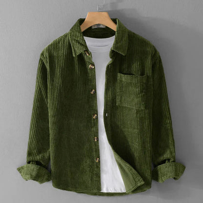 Men's Shirt Corduroy Long Sleeve | Casual Shirts - Green