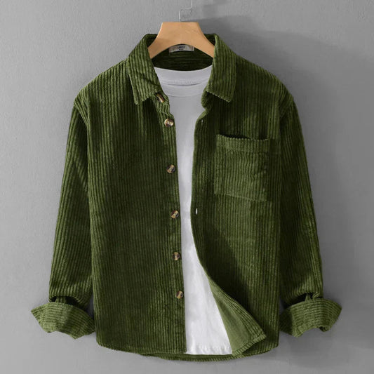 Men's Shirt Corduroy Long Sleeve | Casual Shirts - Green