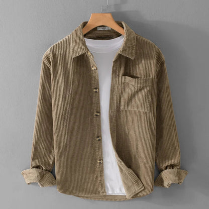 Men's Shirt Corduroy Long Sleeve | Casual Shirts - Khaki