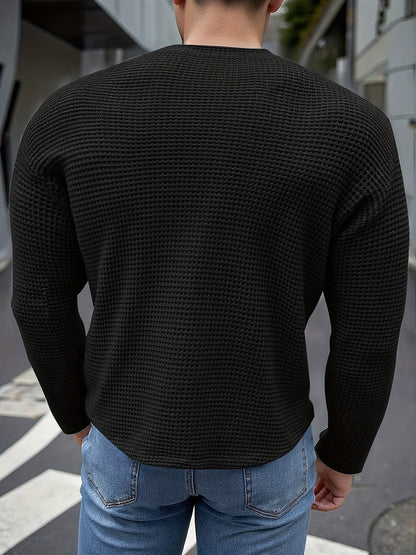 Men's Slim Fit Long Sleeve Shirt | Structured Knit Top