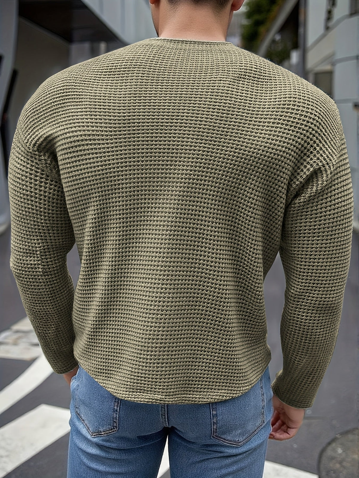 Men's Slim Fit Long Sleeve Shirt | Structured Knit Top