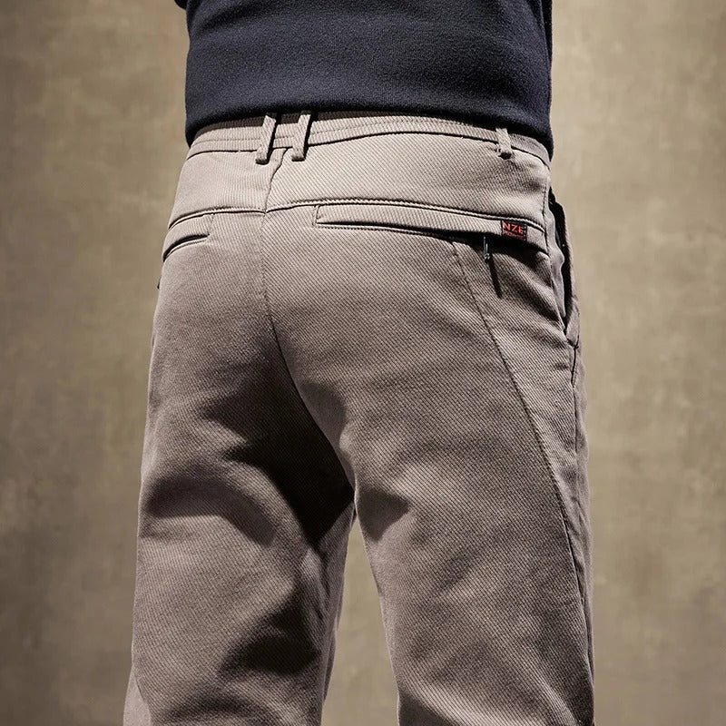 Men's Slim Fit Pants | Fleece Lined Casual Trousers