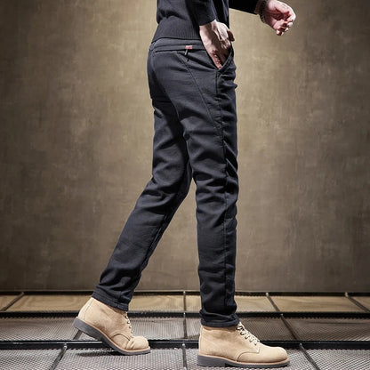 Men's Slim Fit Pants | Fleece Lined Casual Trousers
