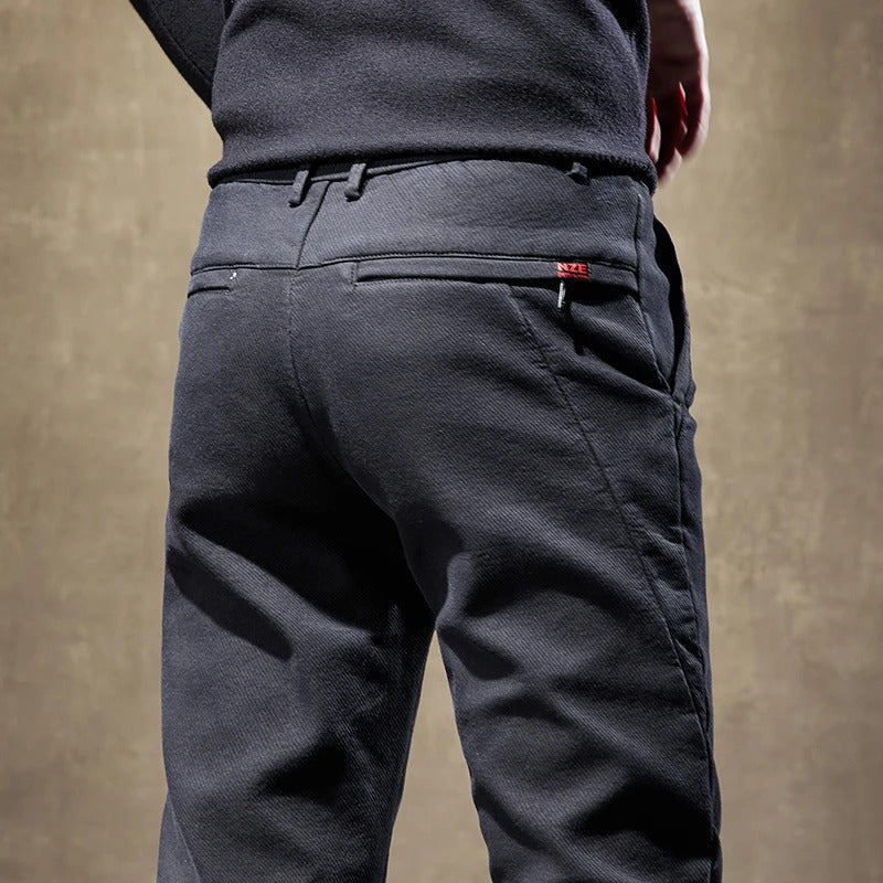 Men's Slim Fit Pants | Fleece Lined Casual Trousers