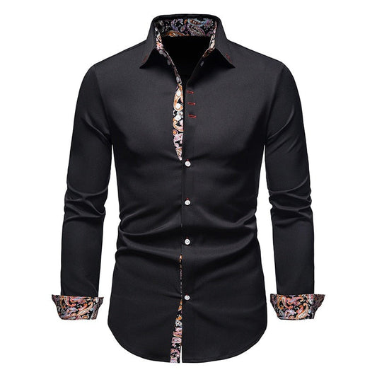 Men's Slim Fit Shirts with Classic Collar | Casual Shirts - Black