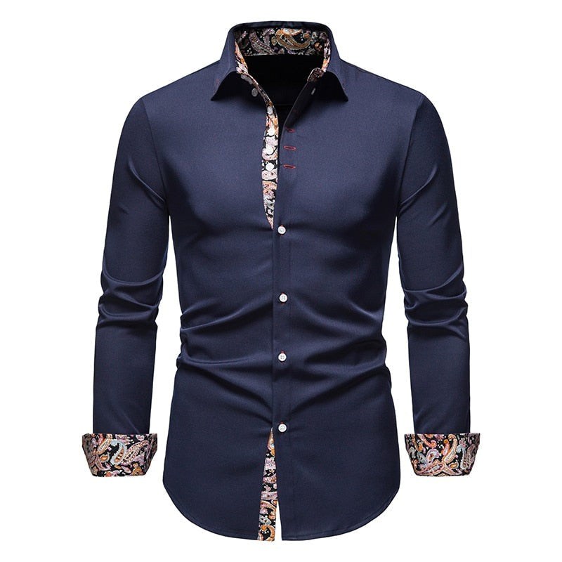 Men's Slim Fit Shirts with Classic Collar | Casual Shirts - Blue